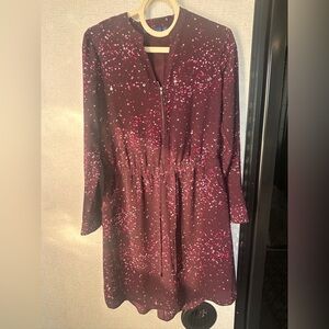 Apt. 9 Burgundy and Pink Long Sleeve Dress